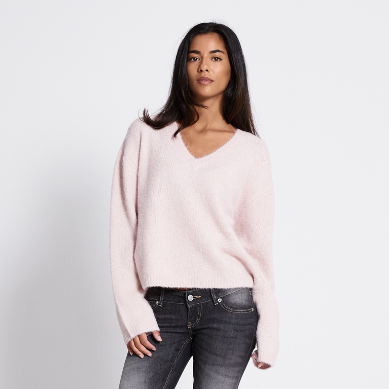 V-neck knit sweater "Eina" powder pink